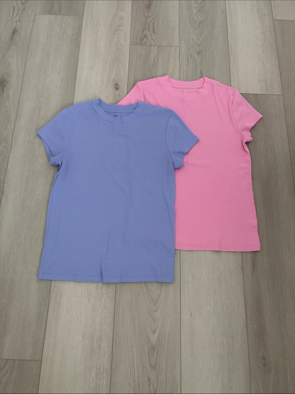 a new day Short Sleeve Ribbed Tees in Pink & Lavender
